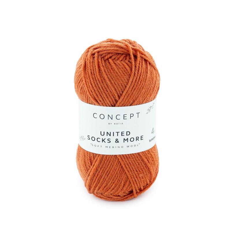 Katia Concept United Socks – Orange (Color #006) – 25 Gram Skeins