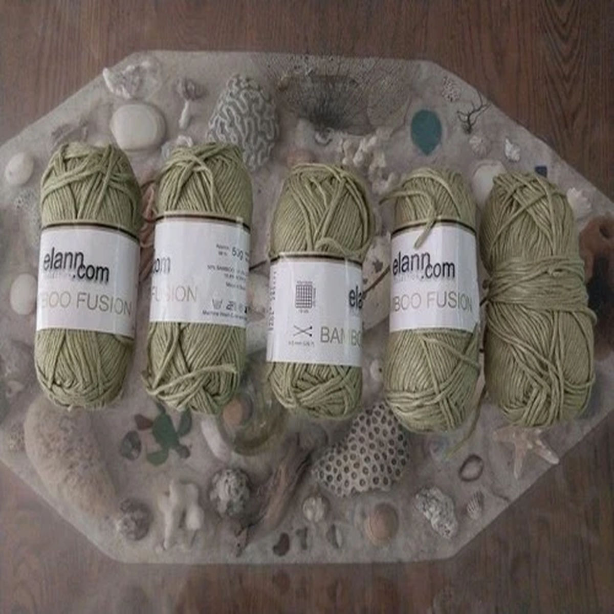 5 Skeins Elann Bamboo Fusion Yarn 50g Olive Discontinued Will Separate