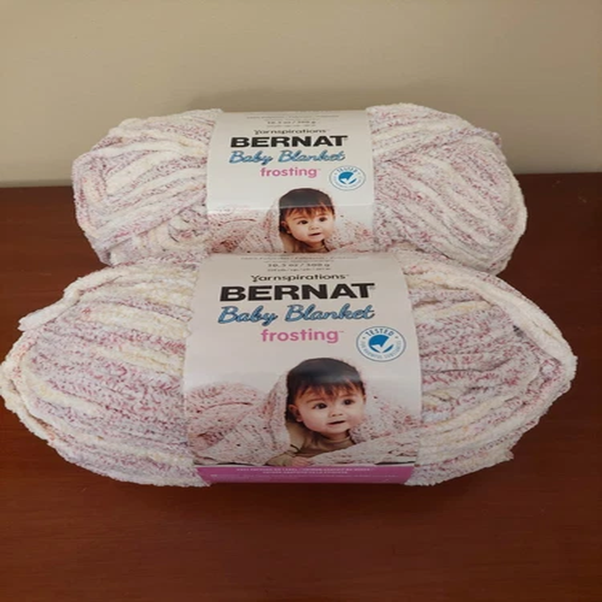 2 Bernat Baby Blanket Frosting Yarn Very Berry 10.5 Oz Skeins
